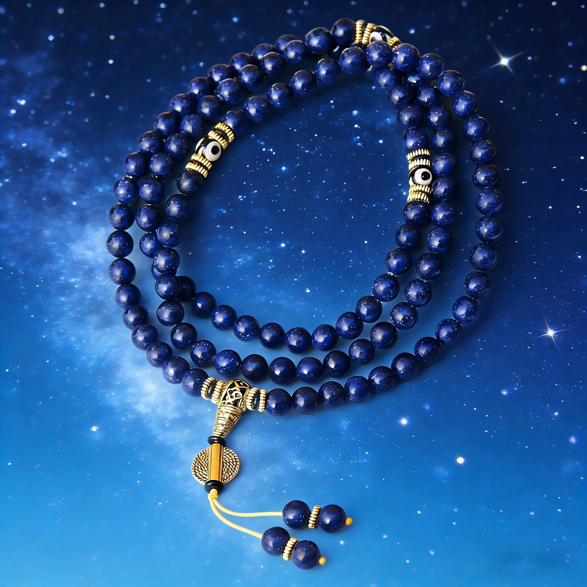 Lapis Lazuli 8-9mm Mala Necklace: Tibetan Prayer Beads, Om Mani Padme Hum Buddhist Prayer Beads